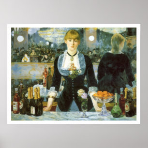 Poster Bar no Folies Bergere por Manet, arte do vintage