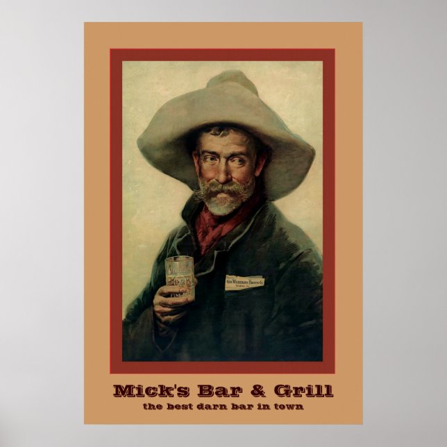 Poster Bar Personalizado Vintage Cowboy (Frente)