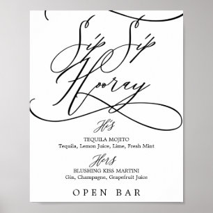 Poster Bar Romântico de Casamento de Sip Sip Hooray da C