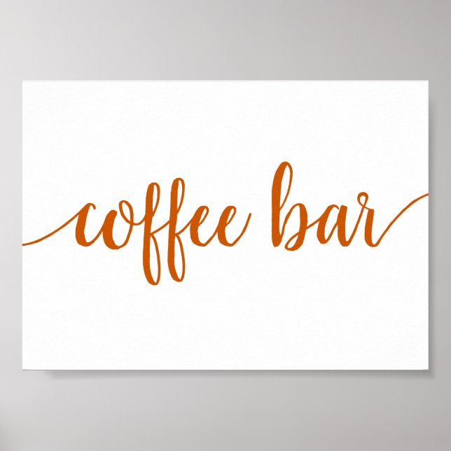 Poster Bar simples de café | Laranja Fall Qualquer sinal  (Frente)