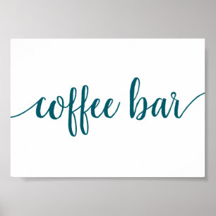 Poster Bar simples de café Símbolo de Evento Teal Aqua