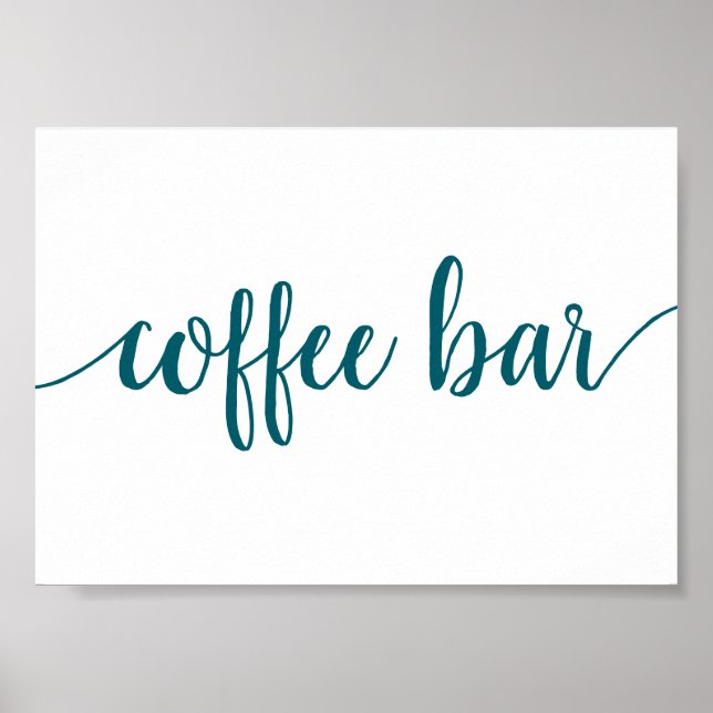 Poster Bar simples de café | Símbolo de Evento Teal Aqua (Frente)