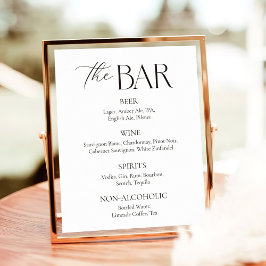 Poster Bar Simples de Casamento Negro e Branco