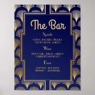 Poster Bar Sinal Recepção de casamento 1920 2000 Art Deco
