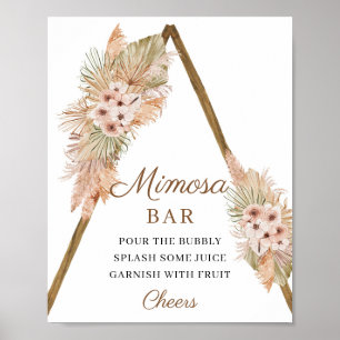 Poster Bar Trendy Boho Seco Palm Pampas Grass Mimosa