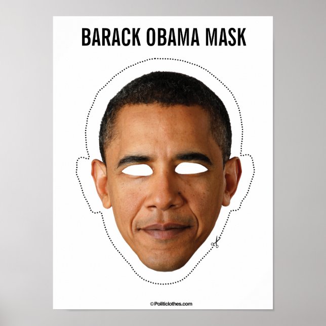Pôster Barack Obama Mask Cutout (Frente)