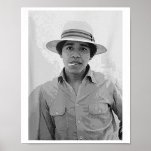 Poster Barack Obama Retro Vintage Young Obama Fumando em