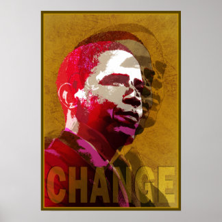 Poster Barack Obama Vermelho e Dourado