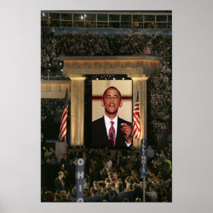 Poster Barak Obama fala na última noite da
