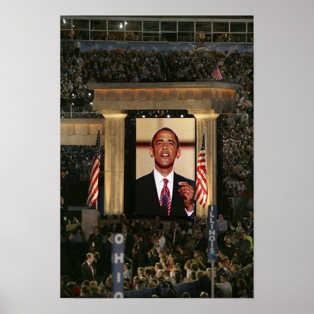 Poster Barak Obama fala na última noite do (Frente)