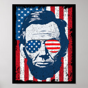 Poster Barba Lincoln Sungles & Bandeira Americana 4th