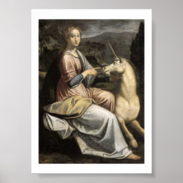 Poster Barbara Longhi - Dame mit Einhorn - Unicórnio