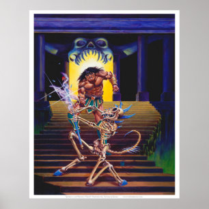 Poster Bárbaro com Assistente de Esqueleto