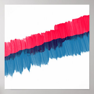 Poster Barbatanas modernas, listras de cor azul vermelha