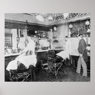 Poster Barbearia da Cidade de Nova York, 1895. Foto Antig