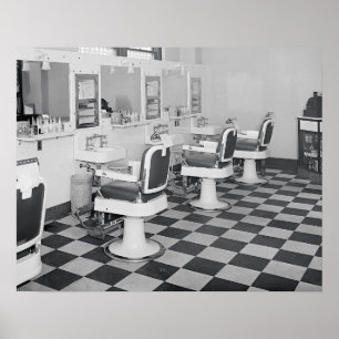 Pôster Barbearia Executive, 1935. Foto Antiga