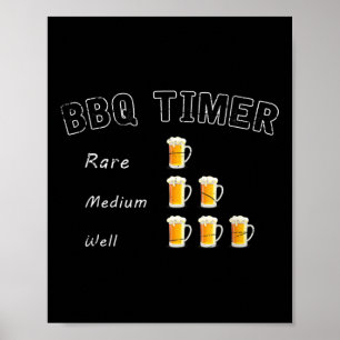 Poster Barbecue-Presente De Bebendo De Bife Fumado Com Ch