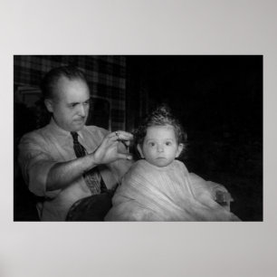 Poster Barbeiro - primeiro corte de cabelo