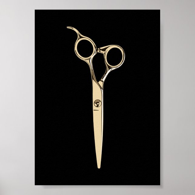 Poster Barbeiro Salão Dourado de Cabelo de Tesoura Modern (Frente)