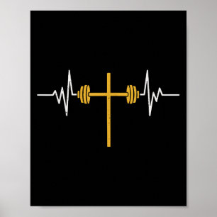 Poster Barbell Cross Dumbbell Jesus Funny Christian Worko