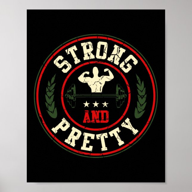 Poster Barbell Forte E Bonito De Construção De Gym (Frente)