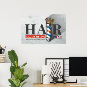 Poster Barber Hair Compra Rei Coroa Barbeiro Par Salão