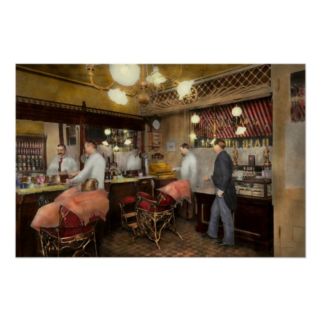 Pôster Barber - L.C. Wiseman Barbershop, NY 1895 (Frente)