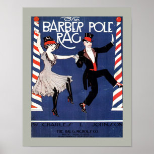 Poster BARBER POLE RAG Vintsheet Music Sheet Copy