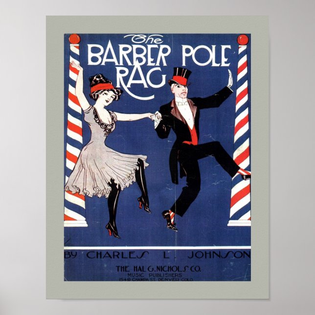 Poster BARBER POLE RAG Vintsheet Music Sheet Copy (Frente)
