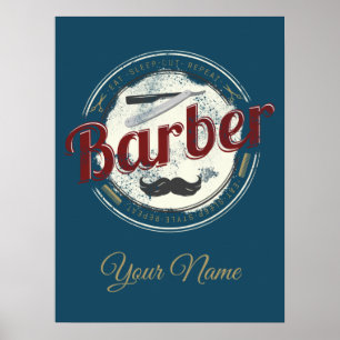 Poster Barber Vintage para Hair Stylist e Hairdresser