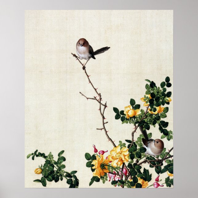 Poster Barberry Amarela e Peixe com Peony Fine Art (Frente)