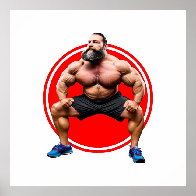 Poster Barbudo Musculoso (Frente)