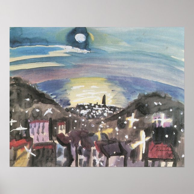 Poster Barcelona à noite por Walter Gramatte (Frente)