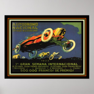 Poster Barcelona Car Race 1923 Anúncio 12 x 16