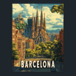 Poster Barcelona, Espanha<br><div class="desc">Poster de viagens vibrante e colorido mostrando a icônica Sagrada Família em Barcelona. Projetado em um estilo de arte vetorial plano com tons pastéis e blocos coloridos em negrito. Perfeito para entusiastas de decoração doméstica ou viagem.</div>
