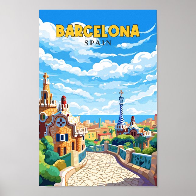 Poster Barcelona Espanha Art Vintage (Frente)