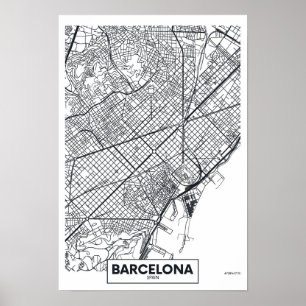 Pôster Barcelona, Espanha   Mapa da cidade
