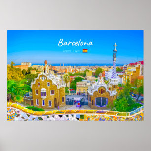 Poster Barcelona, Espanha - Parque Güell Mosaico Gaudí