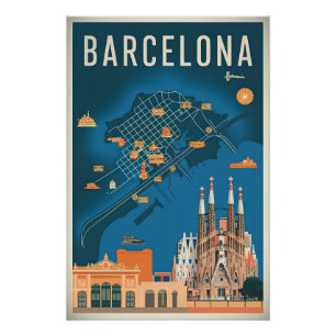 Pôster Barcelona Espanha vintage