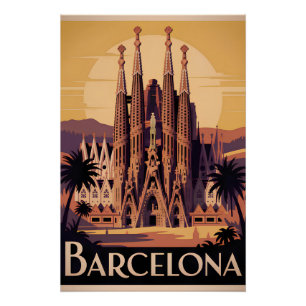 Pôster Barcelona Espanha vintage