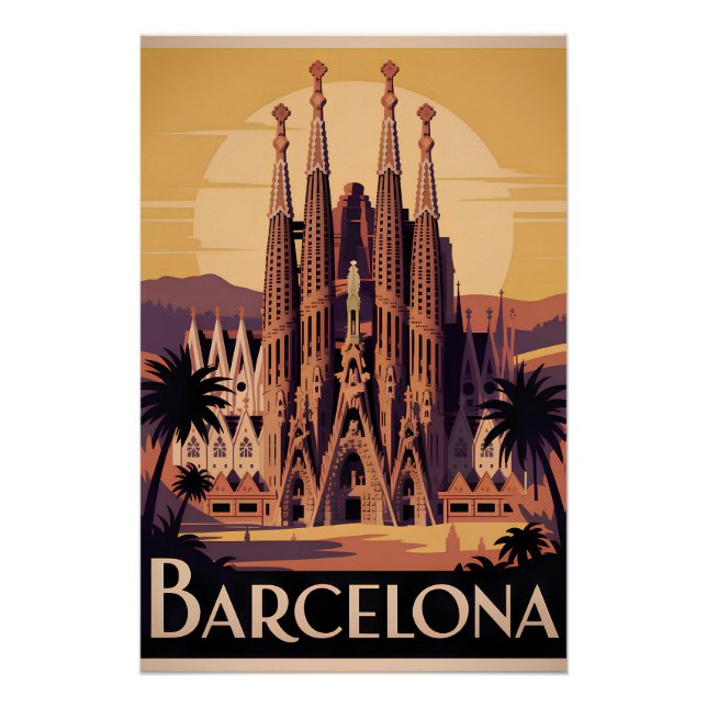 Pôster Barcelona Espanha vintage (Frente)