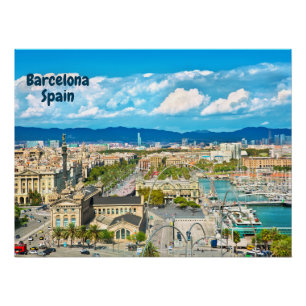 Pôster Barcelona, Espanha Vista da Cidade Bonita