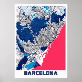 Poster Barcelona - Mapa da Cidade do Chá - Leite Espanha