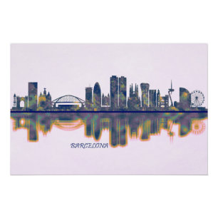 Pôster Barcelona Skyline