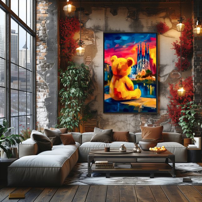 Poster Barcelona Teddy Fauvist Sunset Skyline Print (Criador carregado)