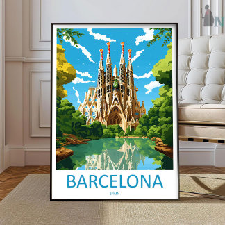 Poster Barcelona Travel Print Wall Art Barcelona Wall Han