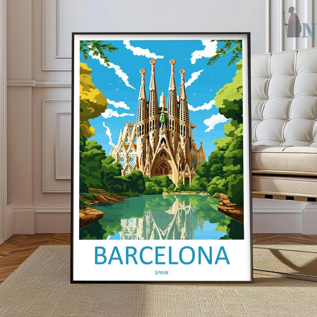 Poster Barcelona Travel Print Wall Art Barcelona Wall Han (Criador carregado)