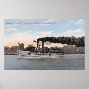 Poster Barco a vapor de Kennedy que sae para Bremerton
