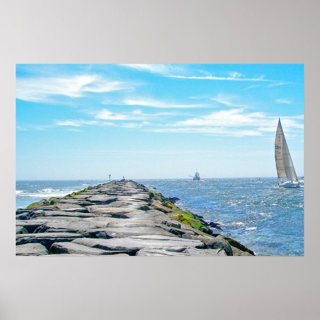 Poster Barco à vela Barnegat Inet no Verão (Frente)