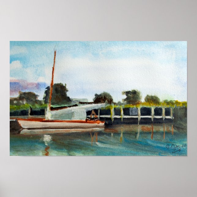 Poster Barco à Vela nos Norfolk Broads (Frente)